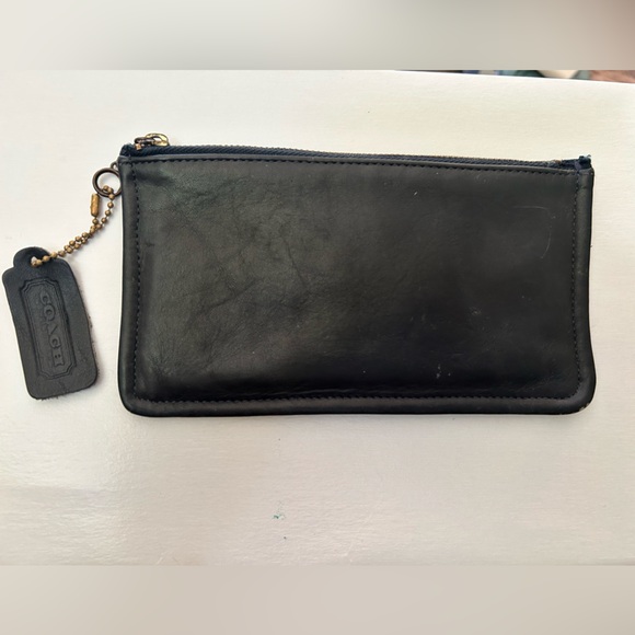 Coach Navy Leather Cosmetic Bag Skinny Case - Picture 1 of 3